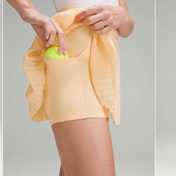 Lululemon Mesh Pleats Mid-Rise Mini Tennis Skirt Summer Glow Peach 4🍑 - Picture 2 of 12